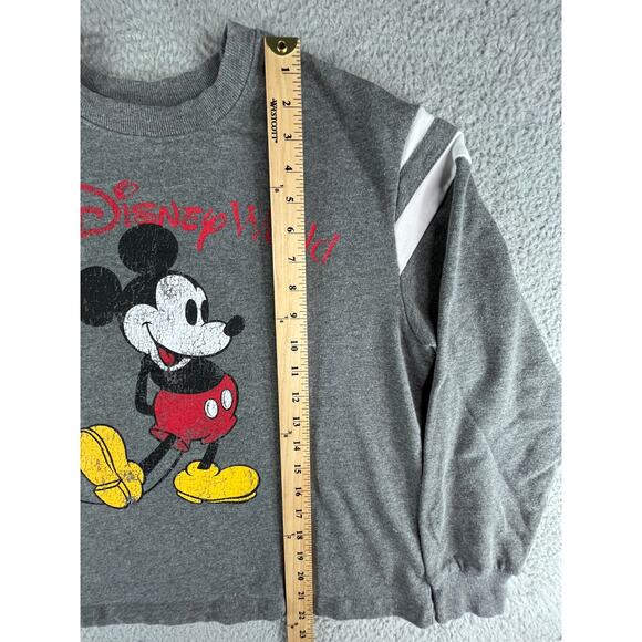 Disney World Sweater Mens Large Gray Mickey Mouse Sweatshirt Long Sleeve Crew - Picture 3 of 8
